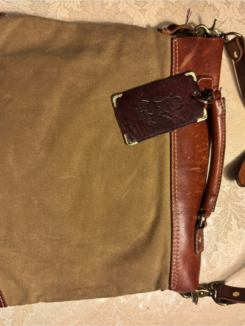 Sandast Canary Canvas & Leather Crossbody Messenger Bag - Unisex - Picture 9 of 14